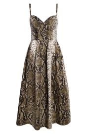 Oscar de la Renta Snakeskin Print Stretch Poplin Midi Dress at Nordstrom