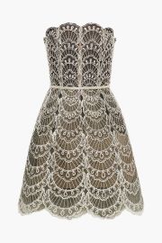 Oscar de la Renta Strapless embellished tulle mini dress at The Outnet