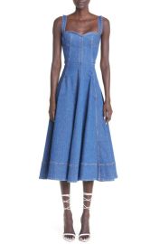 Oscar de la Renta Sweetheart Neck Denim Dress at Nordstrom