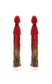 Oscar de la Renta Tassel Ombre Earrings in Claret at Moda Operandi