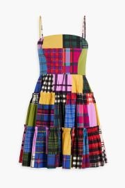 Oscar de la Renta Tiered patchwork effect cotton blend poplin mini dress at The Outnet