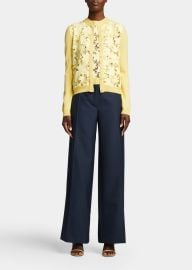 Oscar de la Renta Tiger Lily Guipure Insert Cardigan - at Bergdorf Goodman