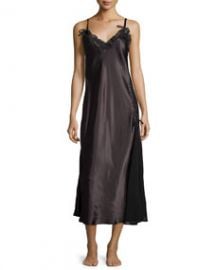 Oscar de la Renta Tying The Knot Satin Nightgown  Black at Neiman Marcus