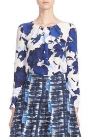 Oscar de la RentaWatercolor Floral Print SIlkBlouse at Nordstrom