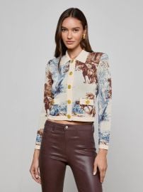 Osiris Jacquard Cardigan in Tan Multi Western Toile L39AGENCE at L'Agence