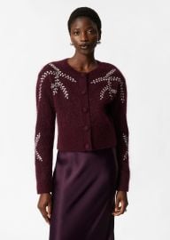 Other Stories Embroidered Mohair Blend Cardigan in Maroon at & Other Stories