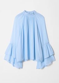 Other Stories Flounced Stand Collar Blouse in Light Blue at & Other Stories