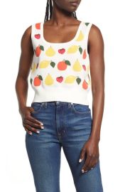 Other Stories Jacquard Knit Fruit Crop Top in Offwhite WFruit Jacquard Size Large at Nordstrom