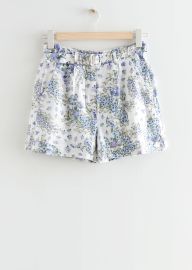 Other Stories Printed Belted Linen Shorts at & Other Stories