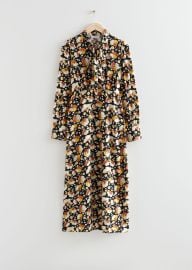 Other Stories Printed Neck Tie Midi Dress at & Other Stories