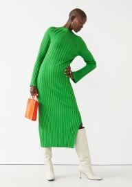 Other Stories Ribbed Knit Midi Dress in Green at & Other Stories