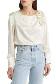 Other Stories Rose Detail Satin Blouse at Nordstrom