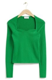 Other Stories Sweetheart Neck Rib Wool Cotton Top at Nordstrom