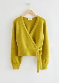 Other Stories Wrap Sweater in Lime Green at & Other Stories