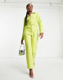 Other Stories belted jumpsuit in lime green at ASOS