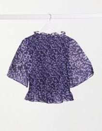 Other Stories floral print smocked top in blue at ASOS