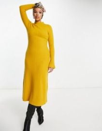 Other Stories knit midi dress in mustard ASOS at ASOS