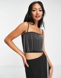 Other Stories rhinestone fringe top in black - part of a set at ASOS