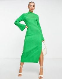 Other Stories ribbed knit midi dress in green at ASOS