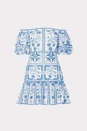 Otilia Tile Eyelet Dress in Capri-Broderie - MILLY in Capri Broderie MILLY at Milly