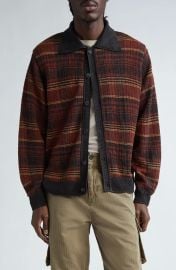 Our Legacy Evening Polo Intarsia Check Hemp Cardigan in Rust Geezer Check at Nordstrom