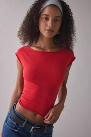 Out From Under Cotton Compression Boatneck Cropped Tee at Urban Outfitters