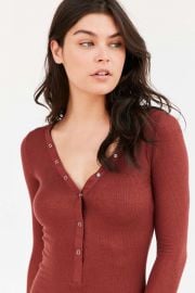 Out From Under Cozy Ribbed Henley Top at Urban Outfitters