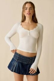 Out From Under Diana Layering Lace Trim Henley Top at Urban Outfitters