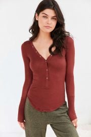 Out From Under Everyday Ribbed Henley Top at Urban Outfitters