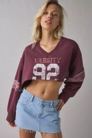 Out From Under Hang Back V Neck Long Sleeve Cropped Pullover at Urban Outfitters