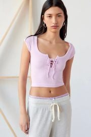 Out From Under Knockout Seamless Lace up Top in Lilac at Urban Outfitters