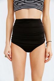 Out From Under Ruched High-Waist Bikini Bottom in Black at Urban Outfitters