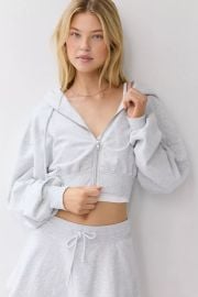 Out From Under Selene Cropped Zip Up Hoodie Sweatshirt at Urban Outfitters