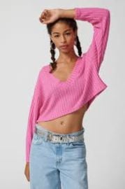 Out From Under at Urban Outfitters Isla Waffle V Neck Top at Urban Outfitters