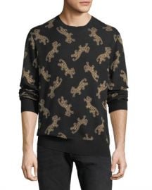 Ovadia  amp  Sons Men  x27 s Leopard Jacquard Sweater at Neiman Marcus