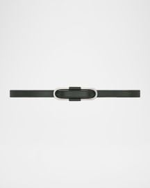 Oval-Buckle Calfskin Skinny Belt at Neiman Marcus