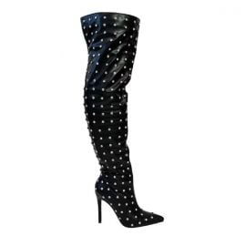  Over the Knee Thigh High Pointed Toe Stretchy Rhinestone Bling Sparkle Boots Stiletto Slim at Walmart