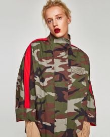 Overshirt with contrasting bands at Zara