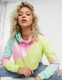 Oversided Cropped Hoodie in Tie Dye Print by Missguided at ASOS at ASOS