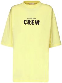 Oversize Crew Print Coton T shirt by Balenciaga at Luisaviaroma