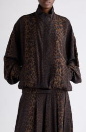 Oversize Leopard Print Tracksuit Top at Nordstrom
