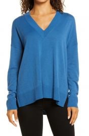 Oversize V-Neck High/Low Sweater at Nordstrom