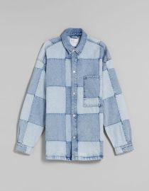 Oversize hack plaid denim jacket - Man  Bershka at Bershka