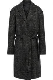 Oversized Belted Herringbone Wool-Felt Coat by Deveaux at The Outnet