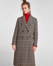 Oversized Check Coat at Zara