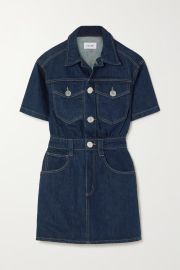 Oversized Detail Denim Mini Dress by Frame at Net A Porter