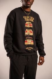 Oversized Out The Trunk Crewneck Sweatshirt BlaCk OWned OuterWear at Black Owned