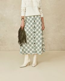 Oversized Plaid Midi Skirt Pearl by Lela Rose at Pearl NYC