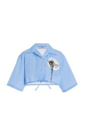 Oversized Printed Cotton Poplin Cropped Shirt By Prada at Moda Operandi