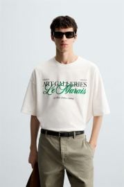 Oversized Printed Text T Shirt at Zara